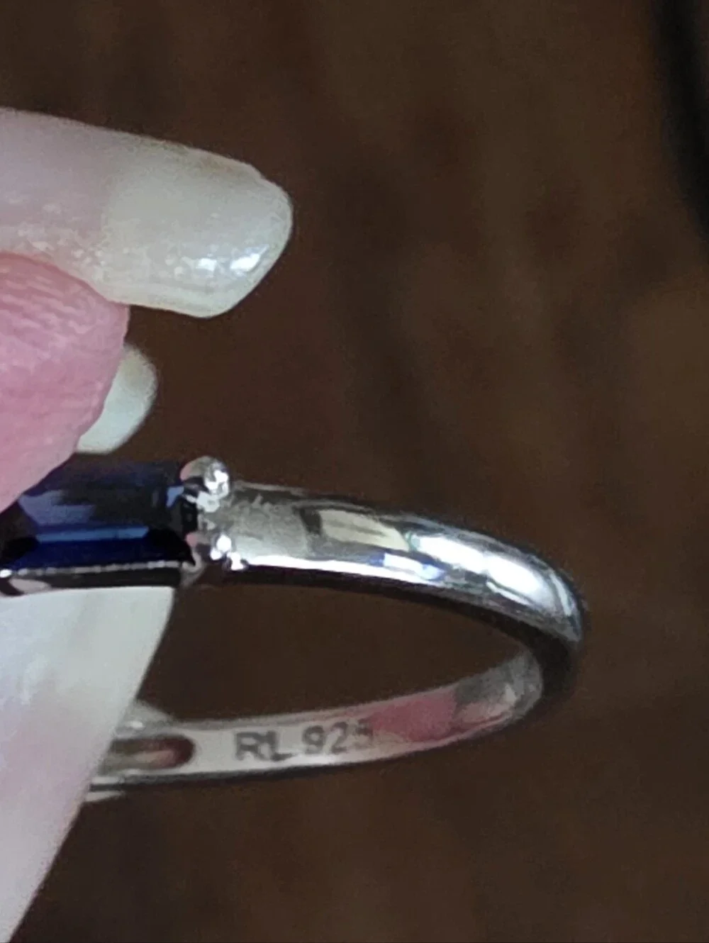 Blue Sapphire and Silver Stackable Ring Stamped .925 Sterling Silverb